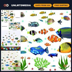 Under the Sea Fish Wall Stickers - Coral Reef Decals, Peel & Stick Starfish Art